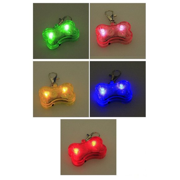 LED Safety Light Name Tag Bone Shaped Pendant Dog - Picture 2 of 13